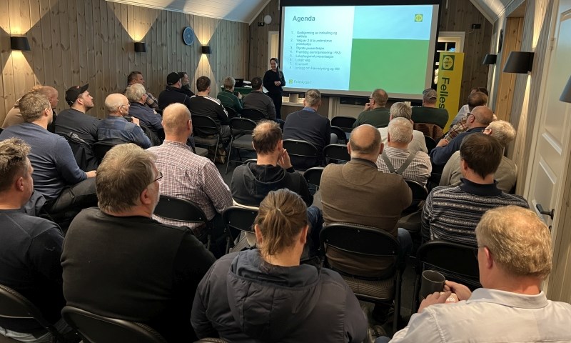 Møtesal med mange medlemmer i Felleskjøpet.