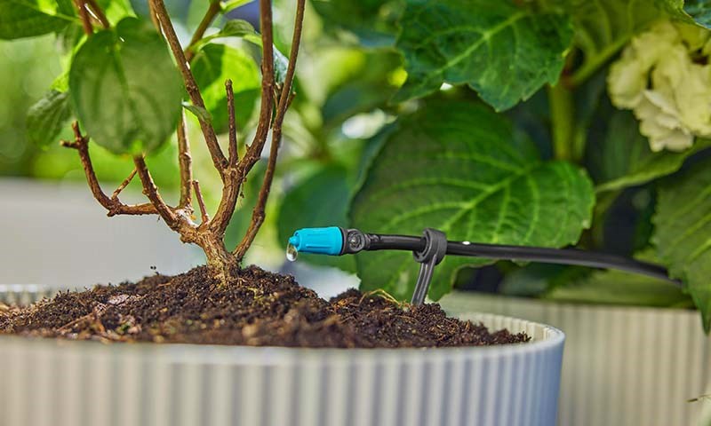 Robotklipper og utstyr på plen foran hus