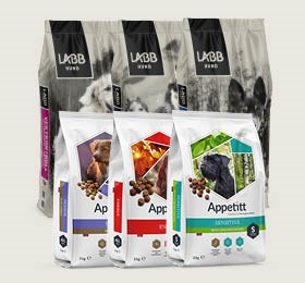 Se vårt tørrfôrutvalg til hund